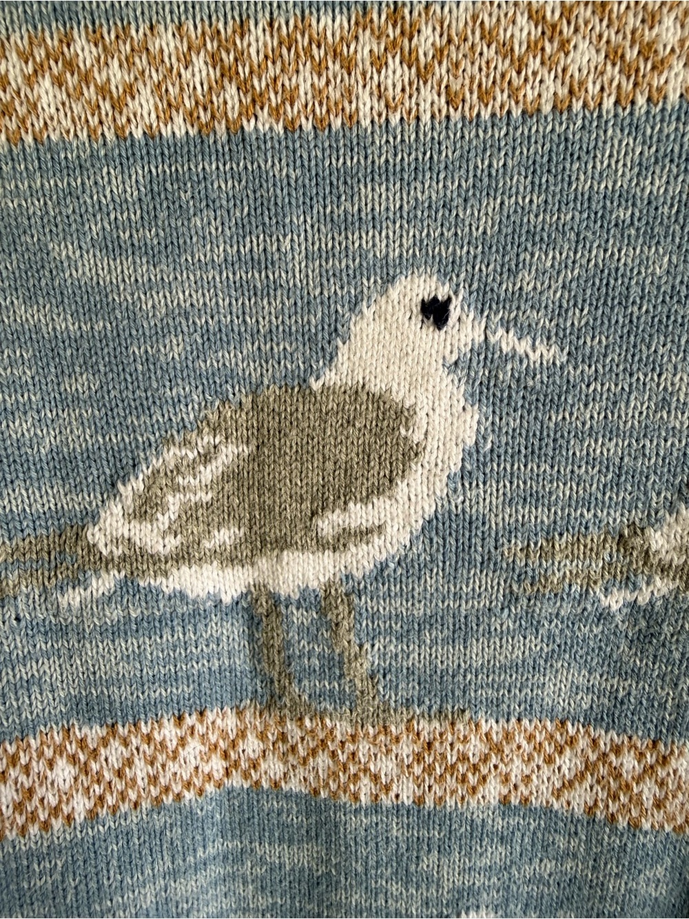 Lands End 100% Cotton Fisherman Seagull Knit Drifter Sweater size Medium - Picture 3 of 7